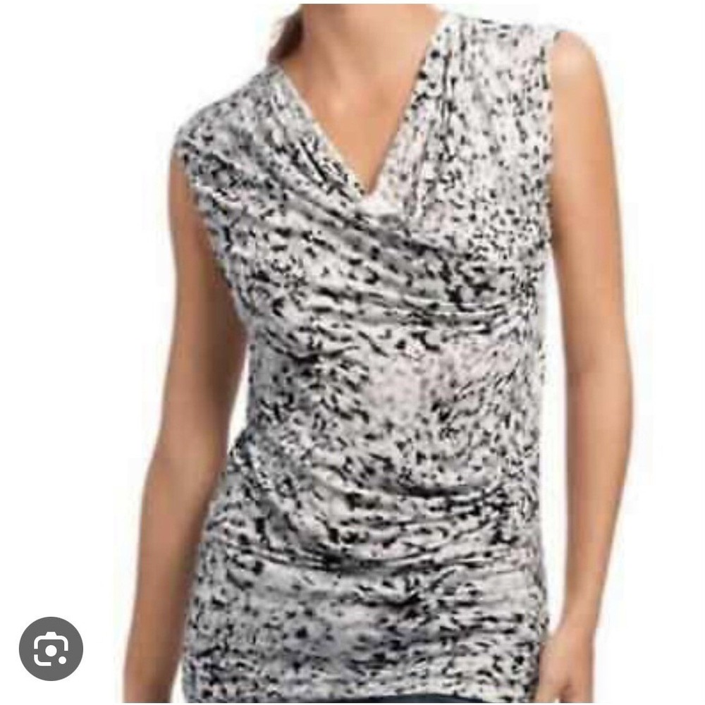 CAbi #734 Lana Drape Neck Sleeveless Animal Print Blouse Top Womens size XS